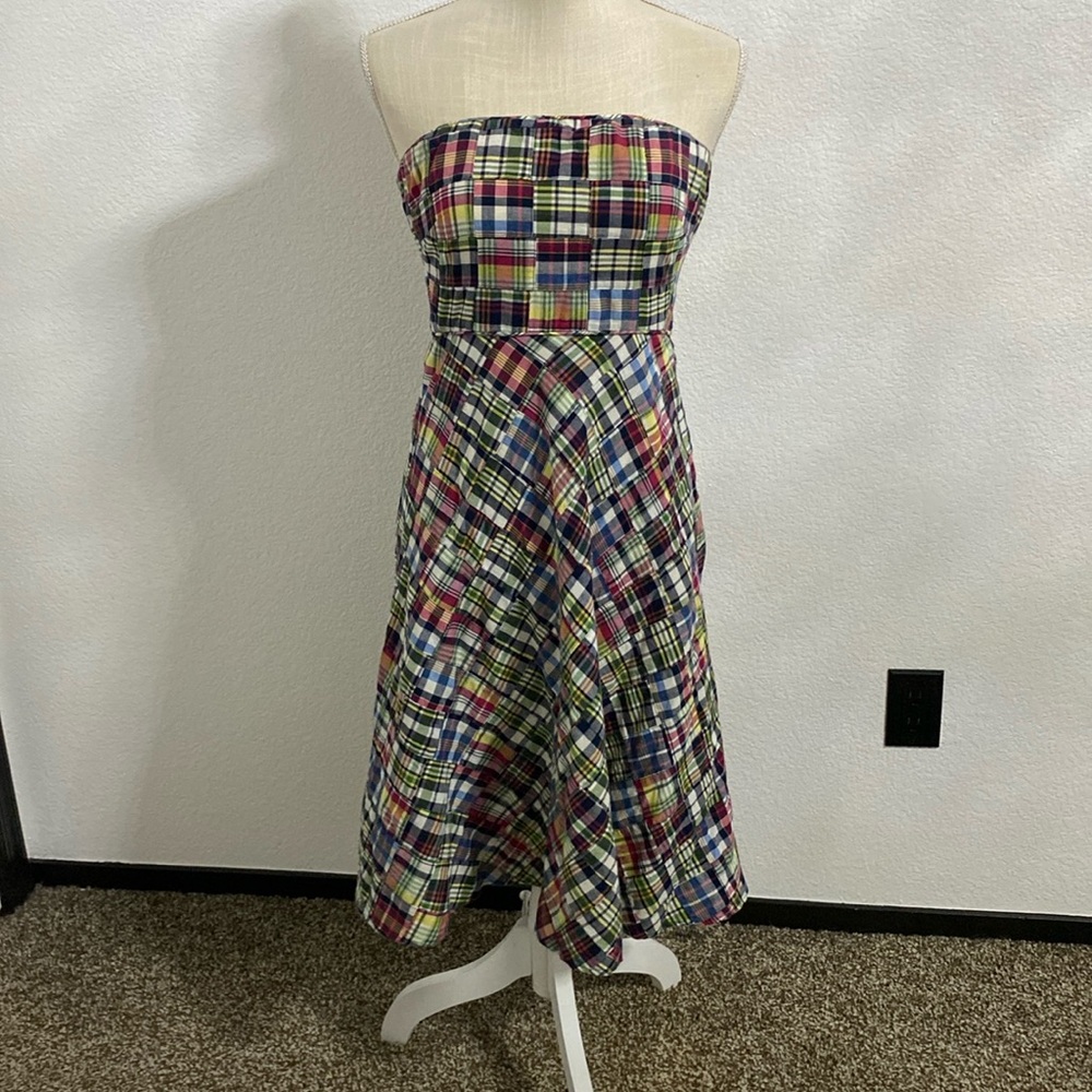 J. Crew  Sz. 2 Plaid Strapless dress.